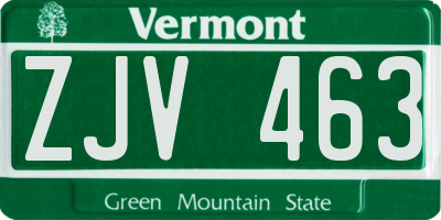 VT license plate ZJV463