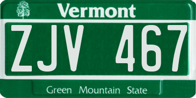 VT license plate ZJV467