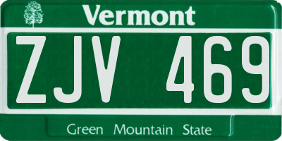 VT license plate ZJV469