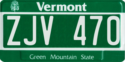 VT license plate ZJV470