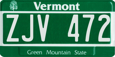 VT license plate ZJV472
