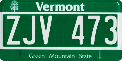 VT license plate ZJV473