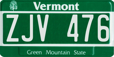 VT license plate ZJV476