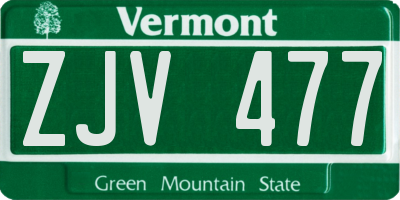 VT license plate ZJV477