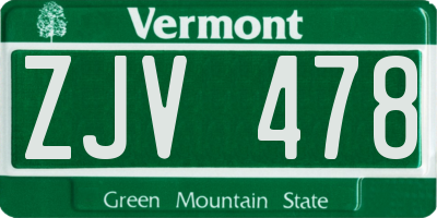 VT license plate ZJV478