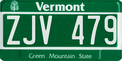 VT license plate ZJV479