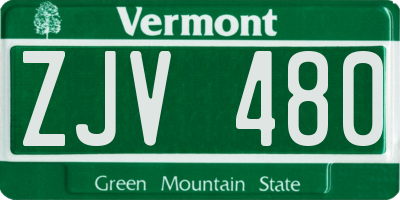 VT license plate ZJV480