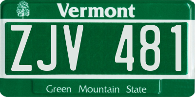 VT license plate ZJV481