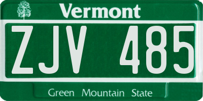 VT license plate ZJV485