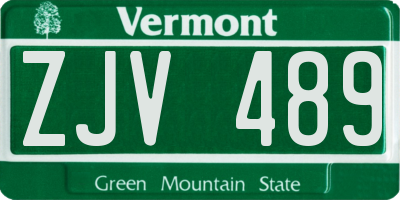 VT license plate ZJV489