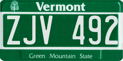 VT license plate ZJV492