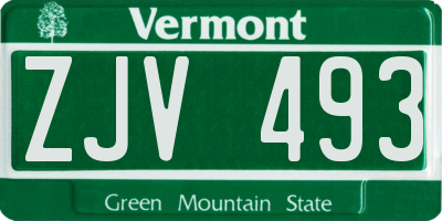 VT license plate ZJV493