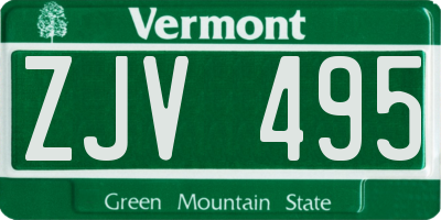 VT license plate ZJV495