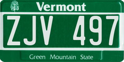 VT license plate ZJV497