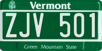 VT license plate ZJV501