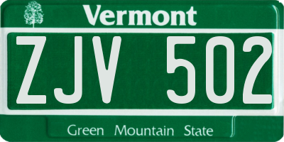 VT license plate ZJV502
