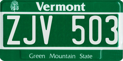 VT license plate ZJV503