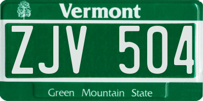 VT license plate ZJV504