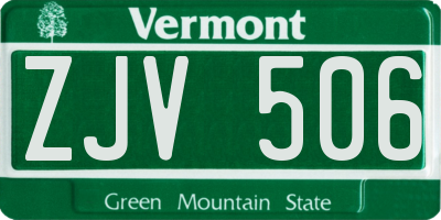 VT license plate ZJV506