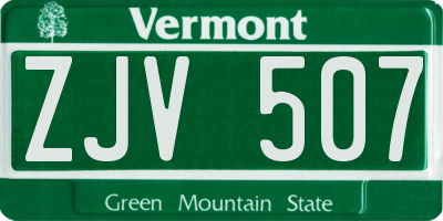 VT license plate ZJV507