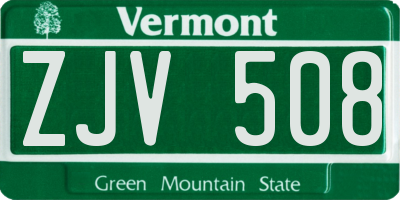 VT license plate ZJV508