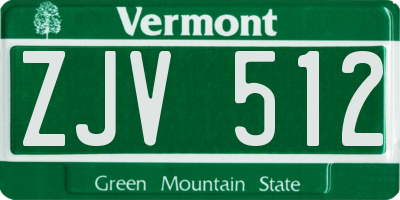 VT license plate ZJV512