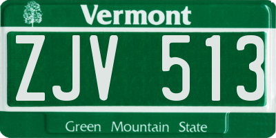 VT license plate ZJV513