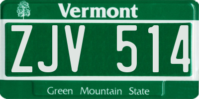 VT license plate ZJV514