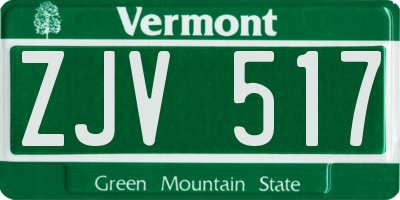 VT license plate ZJV517