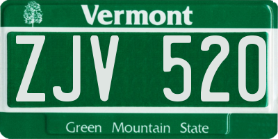 VT license plate ZJV520