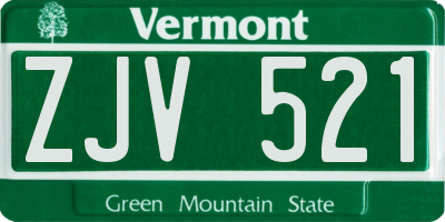 VT license plate ZJV521