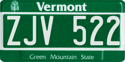 VT license plate ZJV522