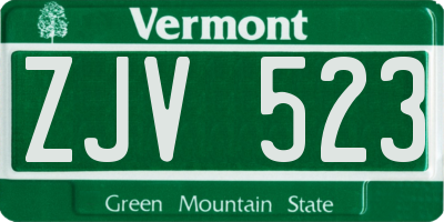 VT license plate ZJV523