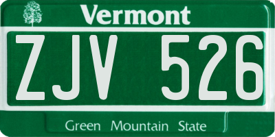 VT license plate ZJV526