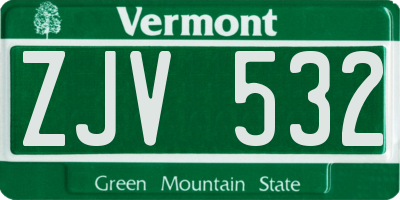 VT license plate ZJV532