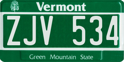VT license plate ZJV534