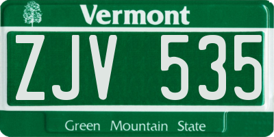VT license plate ZJV535