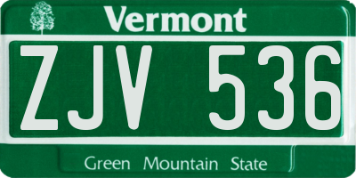 VT license plate ZJV536