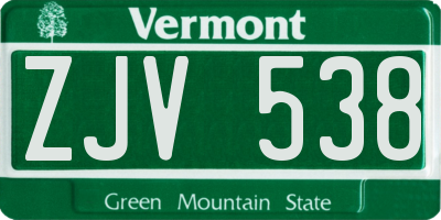 VT license plate ZJV538