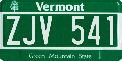 VT license plate ZJV541