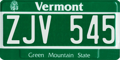 VT license plate ZJV545
