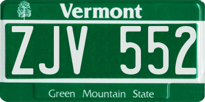 VT license plate ZJV552