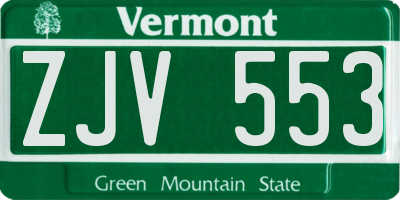 VT license plate ZJV553