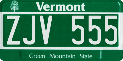 VT license plate ZJV555