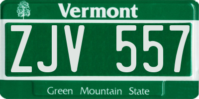 VT license plate ZJV557
