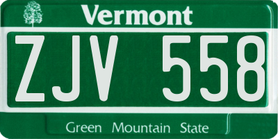 VT license plate ZJV558