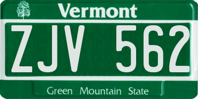 VT license plate ZJV562