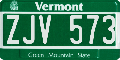 VT license plate ZJV573