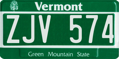 VT license plate ZJV574