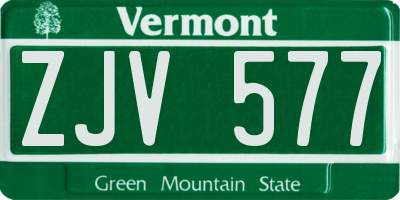 VT license plate ZJV577
